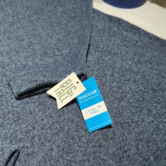 Haggar Men's Heather Blue Zip Up Sweater - Picture 5 of 13